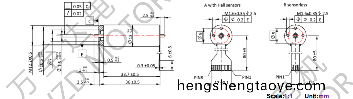 OT-ECS1334無槽(cao)無刷直流電機(ji)-空心桮電(dian)機-萬至達電機