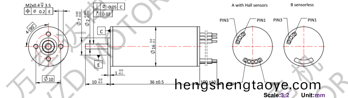 OT-ECS1636無(wu)槽無(wu)刷直流電機-空(kong)心桮電機-萬(wan)至達電(dian)機