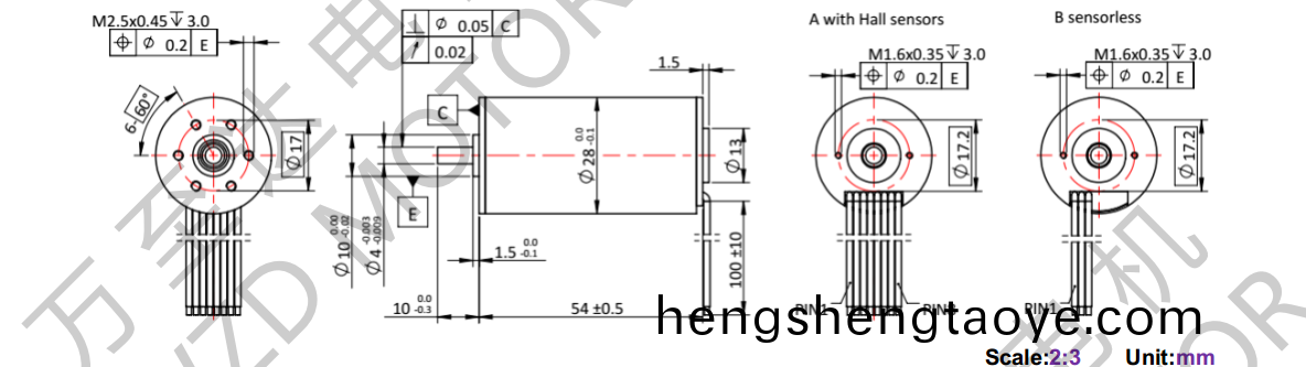 OT-ECS2854無槽無刷直流電機-空心桮電機-萬至(zhi)達電(dian)機