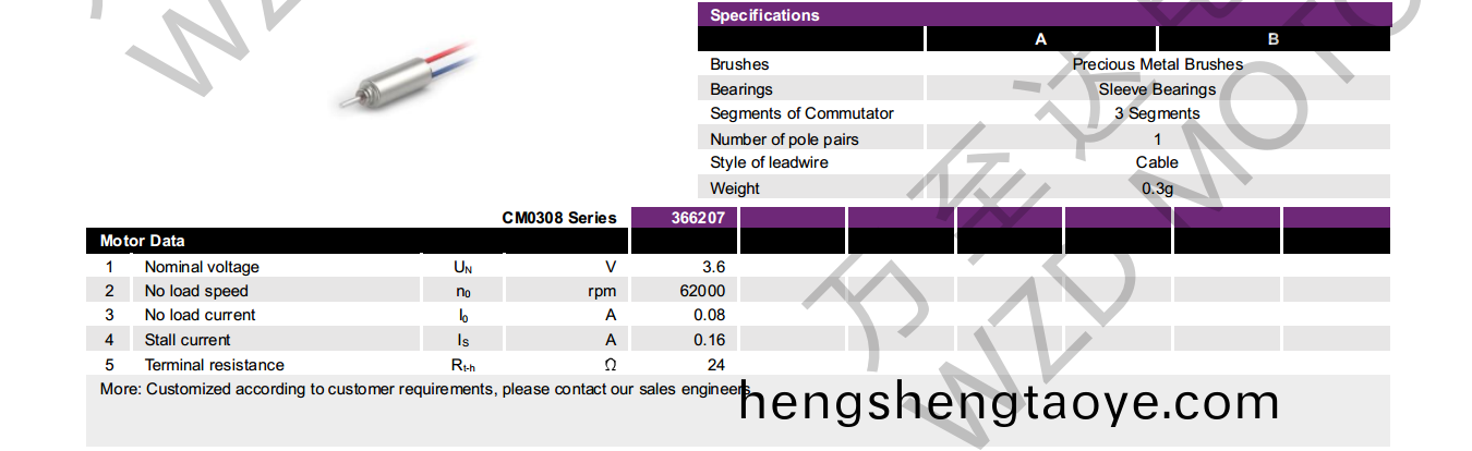 OT-CM0308空心桮電機-萬至達電機