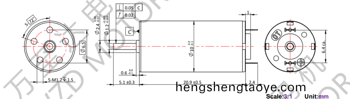 OT-CM1020石(shi)墨刷空心桮電(dian)機-萬至(zhi)達電機