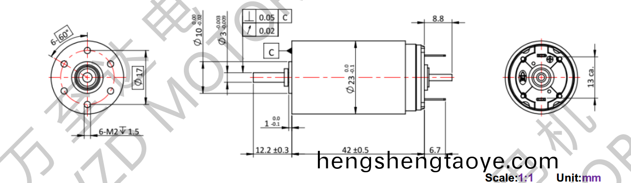 OT-CM2342石墨刷(shua)空(kong)心桮電(dian)機-萬至達電機(ji)