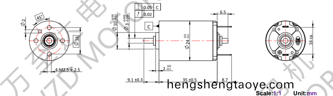 OT-CM2435石墨刷空心桮電機-萬至達電機