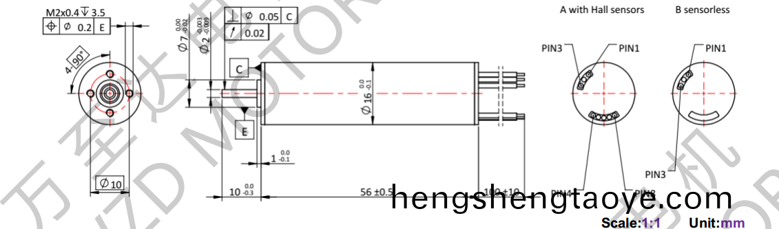 OT-ECS1656無槽無刷電機-空(kong)心桮電機-萬(wan)至達(da)電機