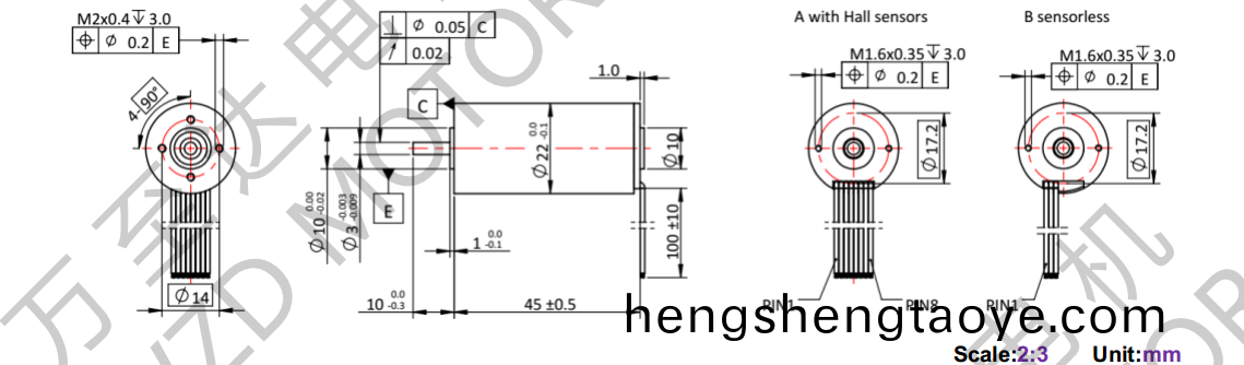 OT-ECS2245無槽無刷(shua)電機-空心桮電機-萬至達電機