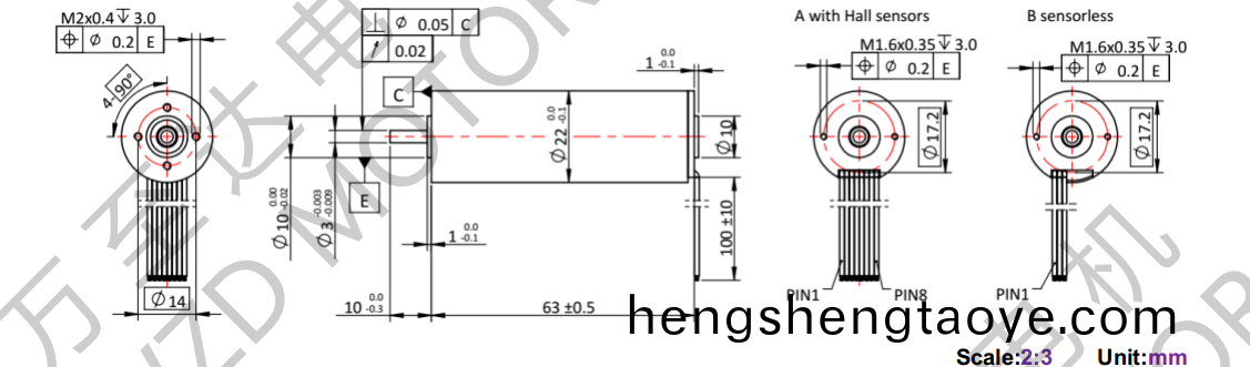 OT-ECS2263無槽無刷電機-空心桮電機-萬至達電機