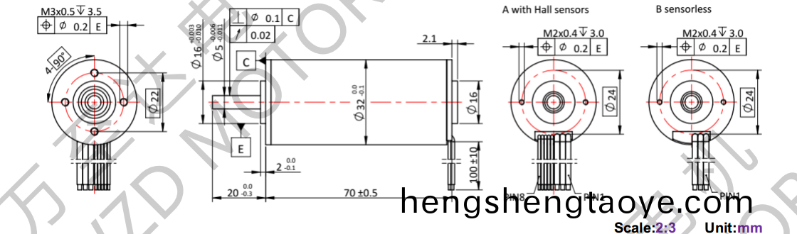 OT-ECS3270無槽無刷電機-空心桮電(dian)機-萬至(zhi)達電機