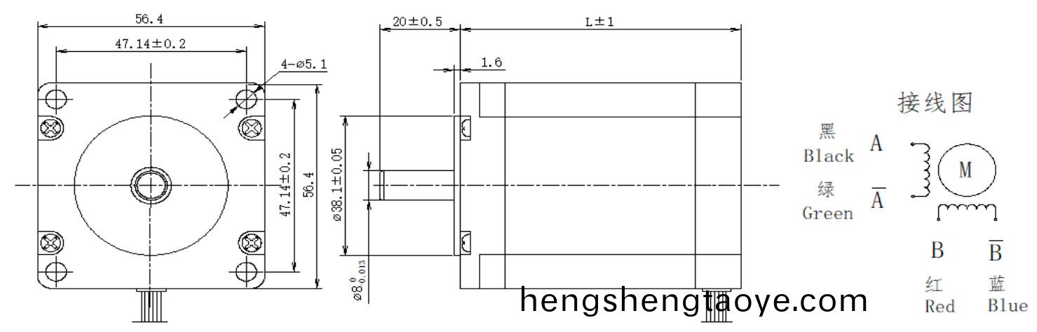 57係列1.8°兩相開環步進電機(ji)結構