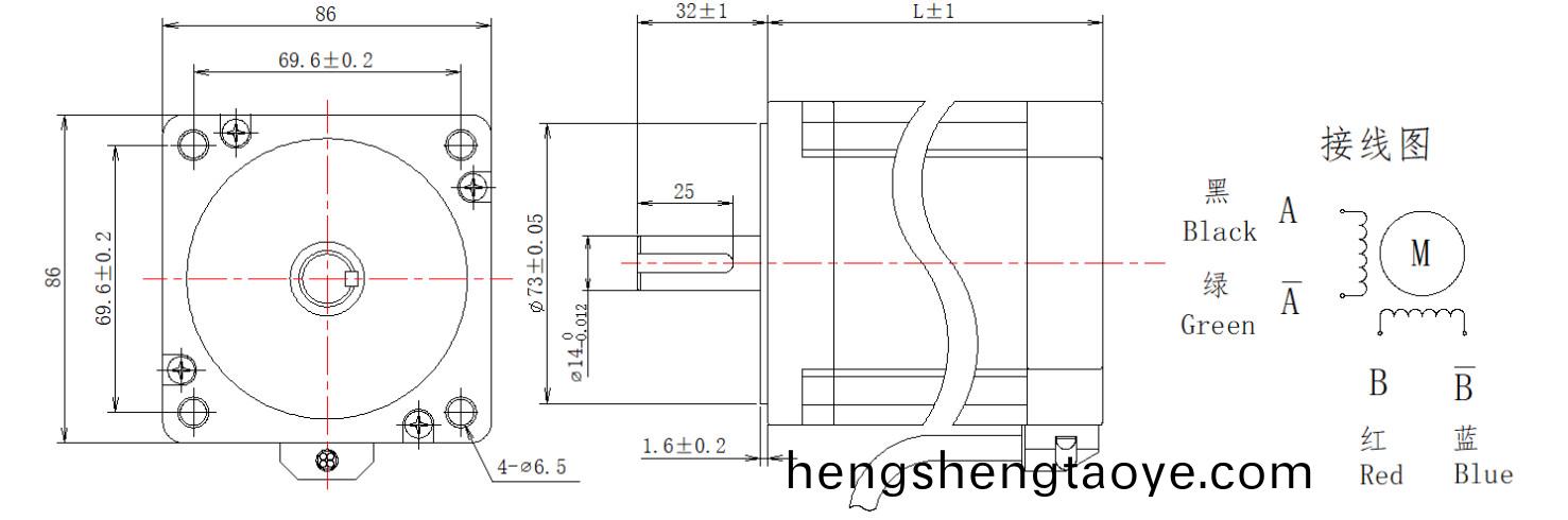 86係列1.8°兩(liang)相開環步進電機結構