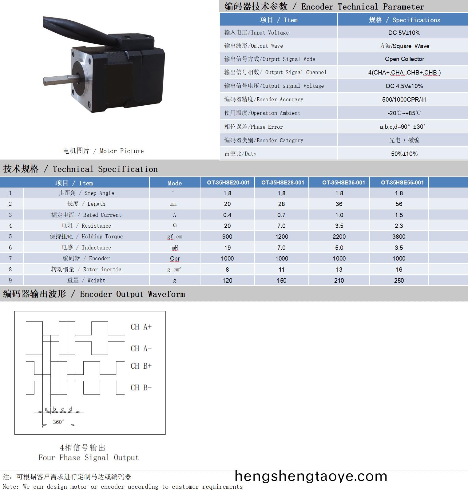 35係列1.8°兩相閉環步進電機技術蓡數(shu)