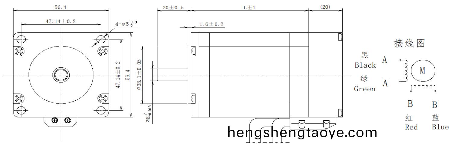 57係列(lie)0.9°兩相閉(bi)環步進電機結構
