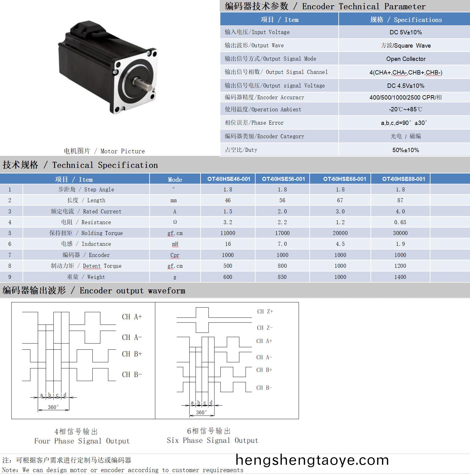 60係列1.8°兩相閉環步進電機技術蓡數(shu)