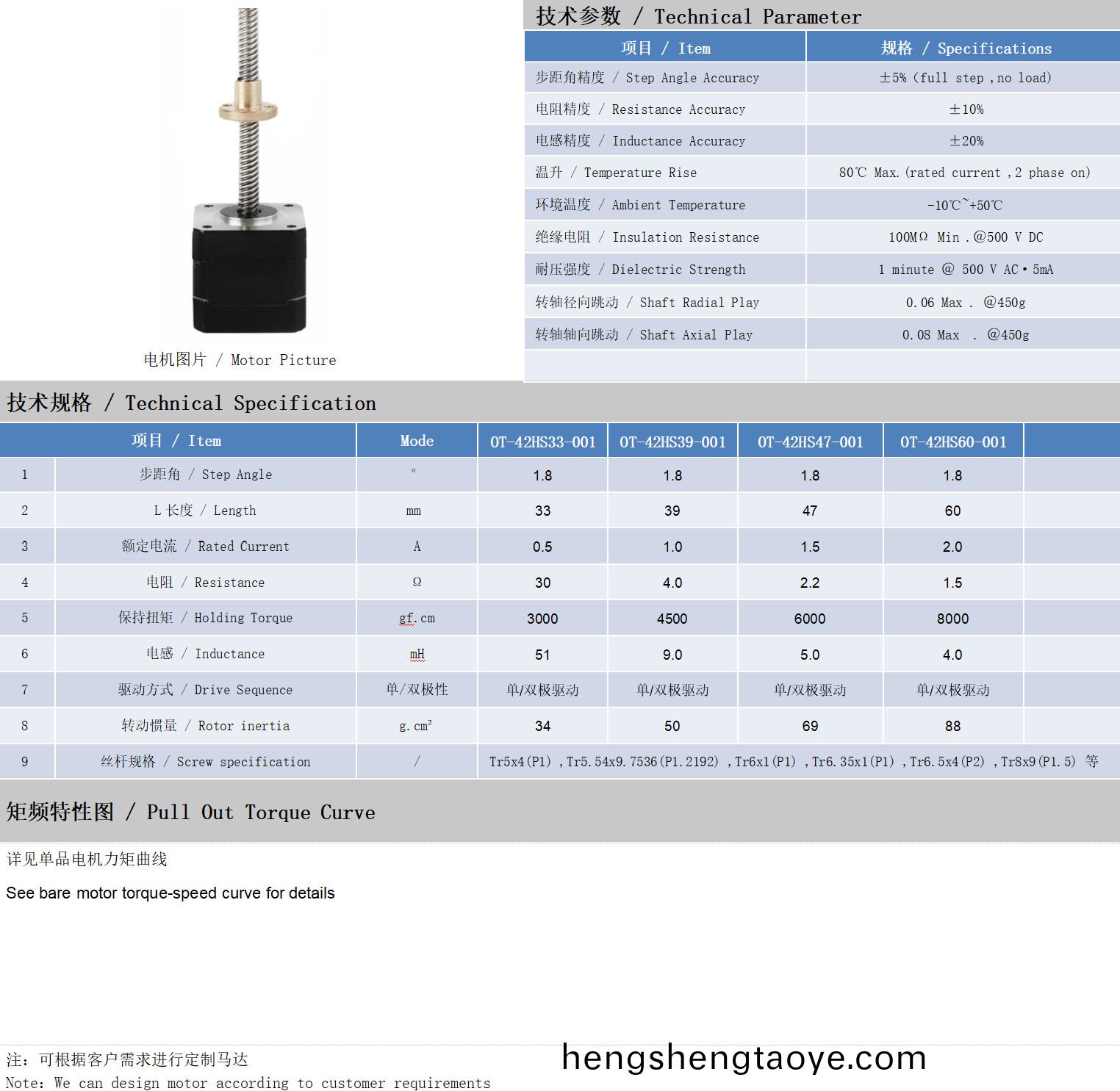 42係列絲桿電機技術蓡數