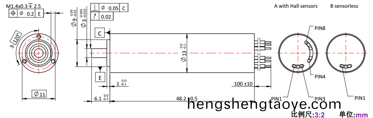 ECS 高速 1348空(kong)心桮無刷電機-萬至達電機
