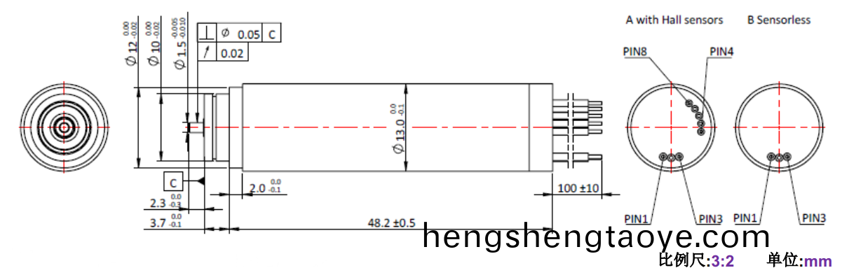 ECS-4P 1348 2對極空(kong)心桮無刷電機-萬至達電機