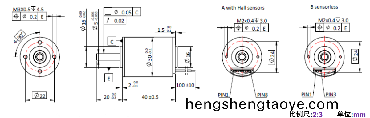ECS-4P 3040 2對(dui)極空心(xin)桮無刷電機-萬(wan)至達電(dian)機