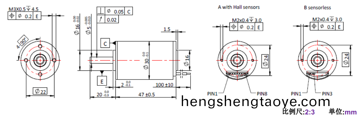 ECS-4P 3047 2對極空心桮無刷電(dian)機-萬至達電機
